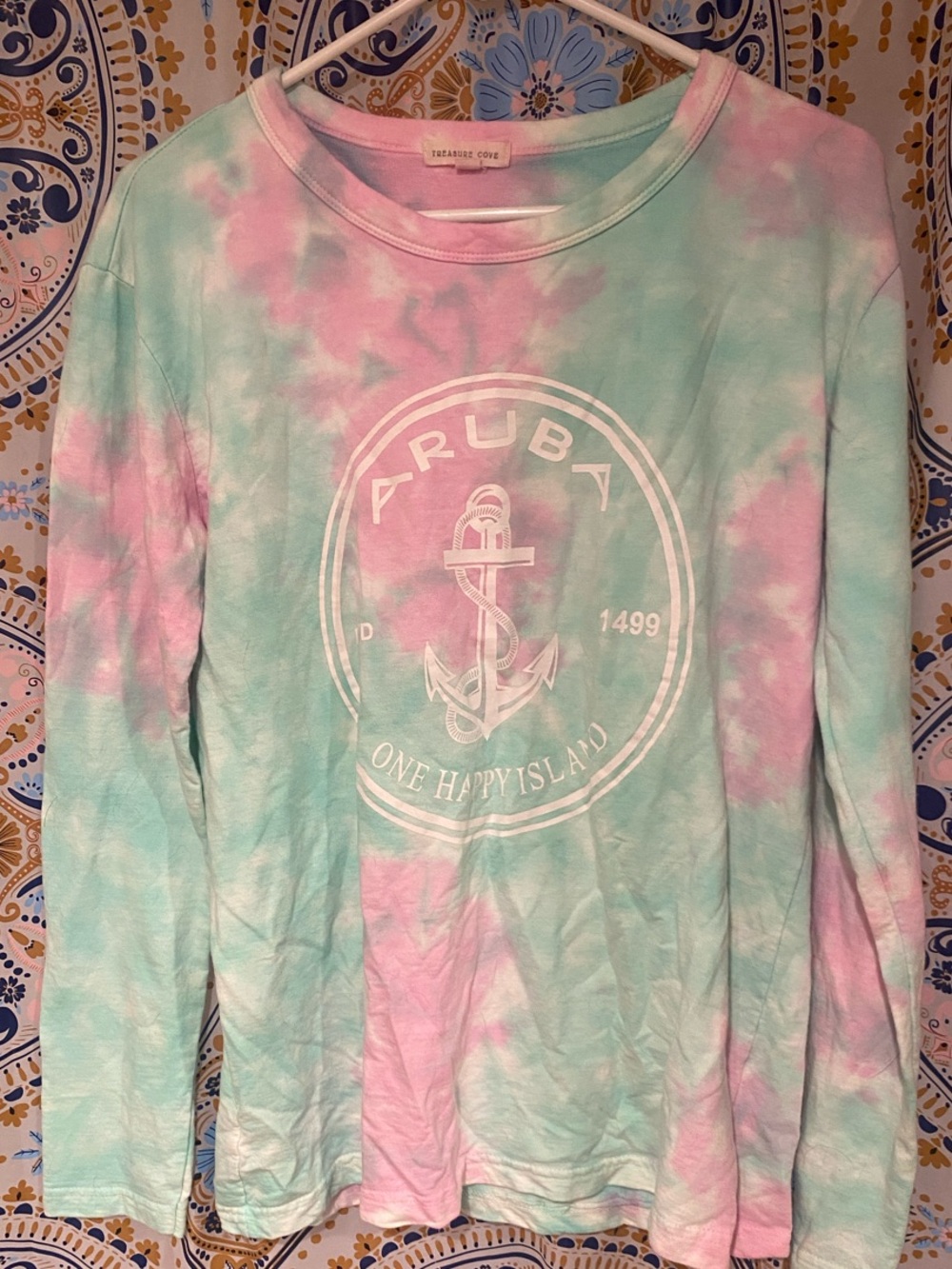 Tie-Dye Long Sleeve Kids Shirt - Pastel Pink & Mint
